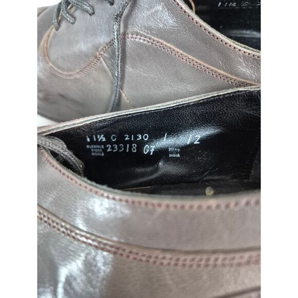 Vtg Florsheim Gray Leather Cap Toe Dress Shoe Flexible Insole Laceup Sz 11.5 - Picture 4 of 7